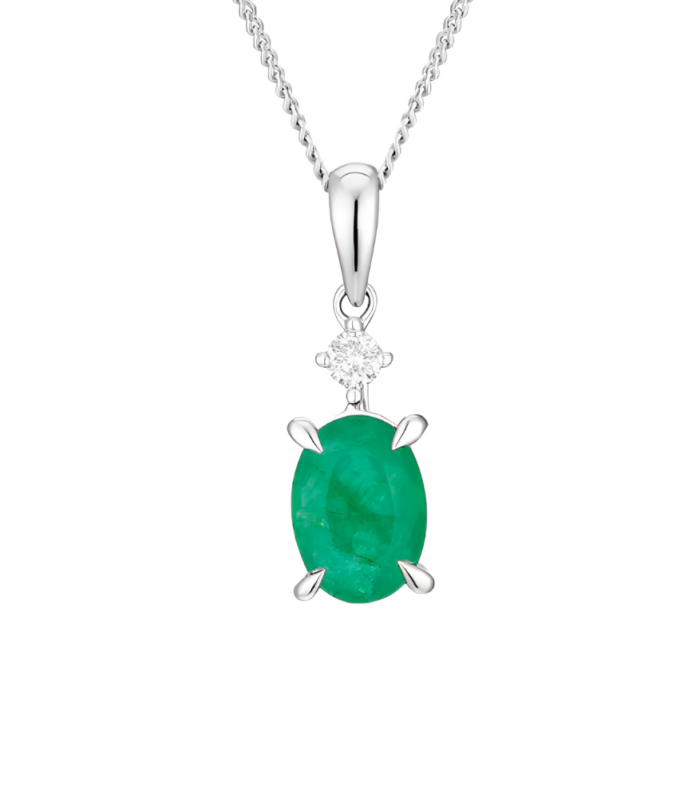 Green Emerald Charm Necklace