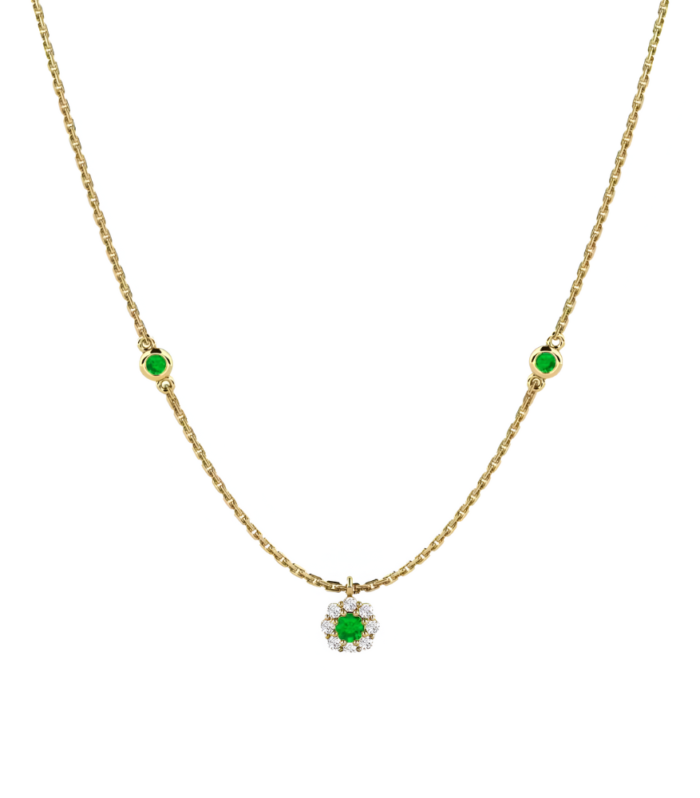 Floral Green Emerald Necklace