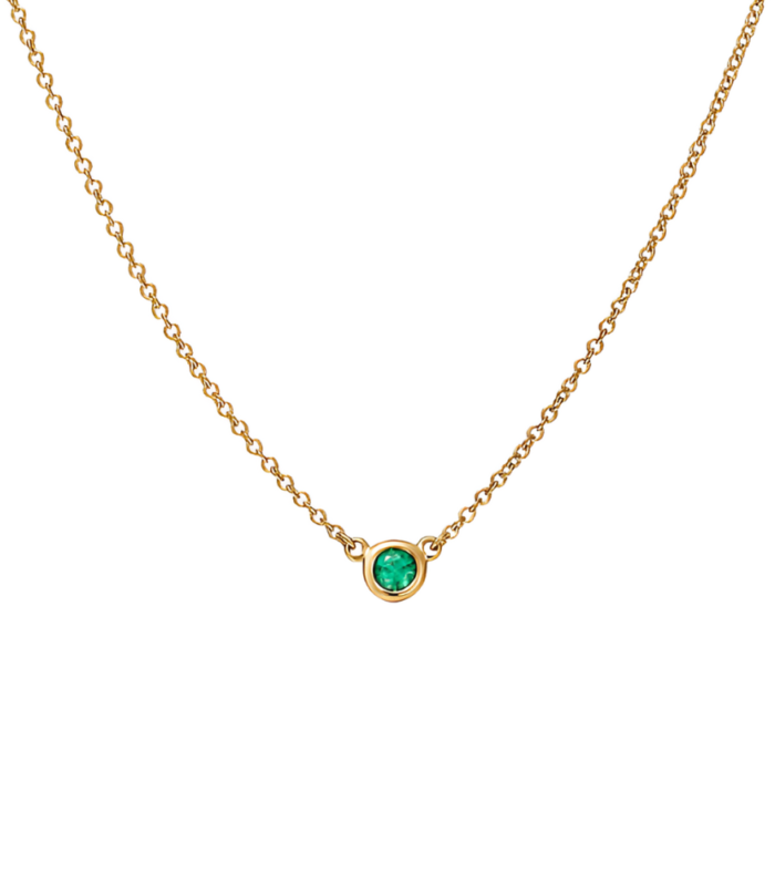 Solitaire Green Emerald Necklace