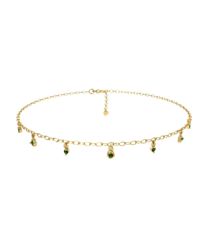 Gold and emerald anklet